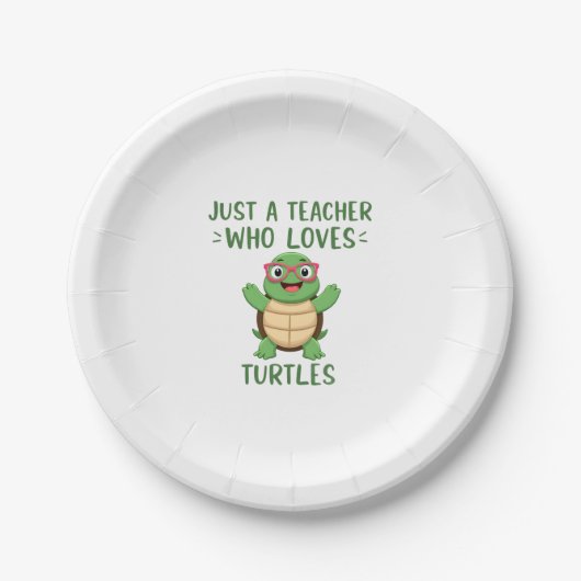 Assiettes En Carton Just a Teacher Who Loves Turtles Turtle Lover Educ (Devant)