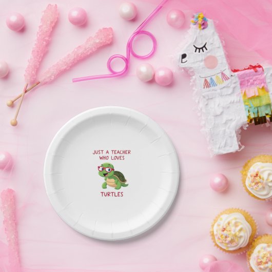 Assiettes En Carton Just a Teacher Who Loves Turtles Turtle Lover Educ (Fête)