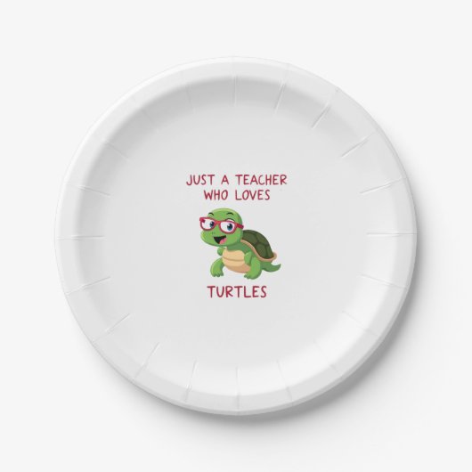 Assiettes En Carton Just a Teacher Who Loves Turtles Turtle Lover Educ (Devant)