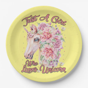 Assiettes En Carton Just Girl Who Loves Unicorn