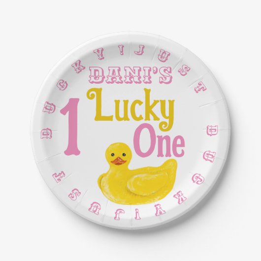 Assiettes En Carton Juste Ducky Lucky Un Premier Anniversaire Invitati (Devant)