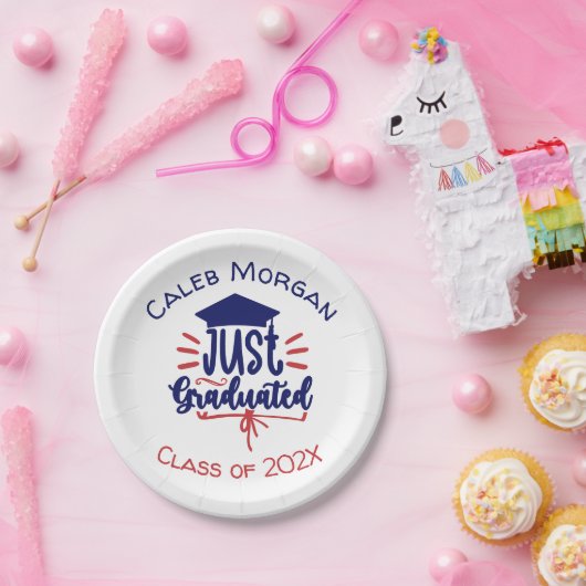 Assiettes En Carton Juste Gradué Rouge & Bleu Personnalisé (Fête)