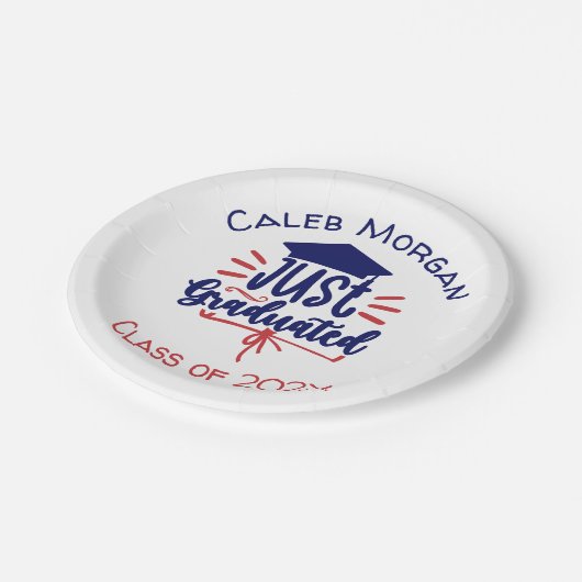 Assiettes En Carton Juste Gradué Rouge & Bleu Personnalisé (Angle)