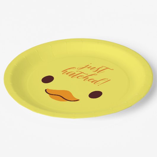 Assiettes En Carton Juste Hatché Nouveau bébé poussin jaune (Angle)