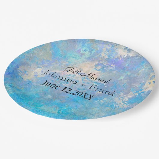 Assiettes En Carton Juste marié bleu (Angle)