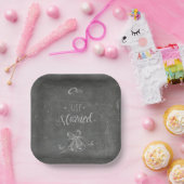 Assiettes En Carton Juste marié Chalkboard Mariage Cercles Bells Carré (Fête)