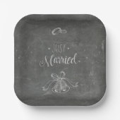 Assiettes En Carton Juste marié Chalkboard Mariage Cercles Bells Carré (Recto)