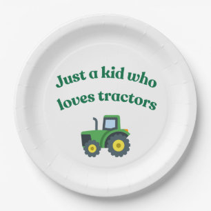 Assiettes En Carton Juste un enfant qui aime les tracteurs - Plaques e