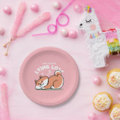 Assiettes En Carton Juste un Shiba allongé bas : mignonne conception S (Fête)