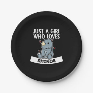 Assiettes En Carton Juste une fille qui aime le rhinocéros mignon