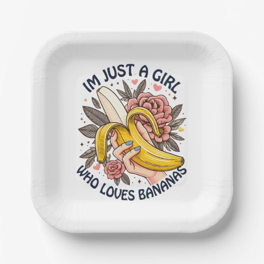 Assiettes En Carton Juste Une Fille Qui Aime Les Bananes (Recto)