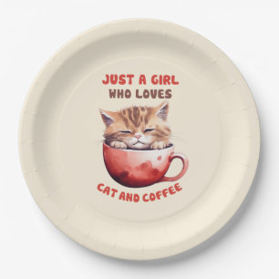 Assiettes En Carton Juste une fille qui aime les chats et le café (2)