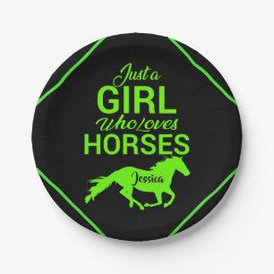 Assiettes En Carton Juste une fille qui aime les chevaux Personnalisé
