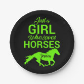 Assiettes En Carton Juste Une Fille Qui Aime Les Chevaux Personnalisés (Devant)