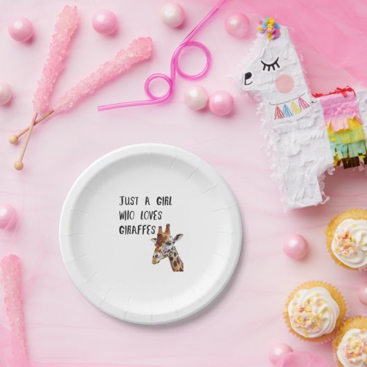 Assiettes En Carton Juste Une Fille Qui Aime Les Giraffes Mignonne Gir (Fête)