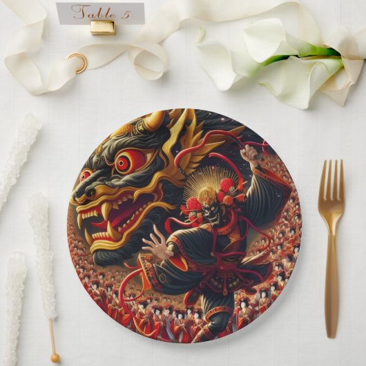 Assiettes En Carton Kabuki Dragon (Mariage)