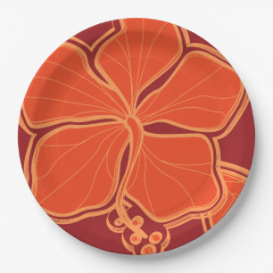 Assiettes En Carton Kailua Hibiscus Hawaiian Ingénié Floral