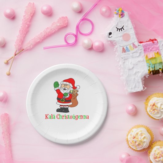 Assiettes En Carton Kala Christougenna Grec Noël Père Noël (Fête)