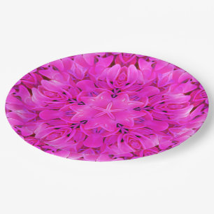 Assiettes En Carton Kaleidoscope Design Plaques de fête de fleurs ros