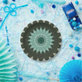 Assiettes En Carton Kaleidoscope Mandala en vert et bleu (Fête)