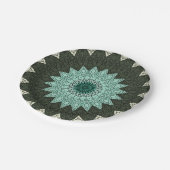 Assiettes En Carton Kaleidoscope Mandala en vert et bleu (Angle)