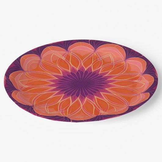 Assiettes En Carton Kaleidoscope orange violet (Angle)