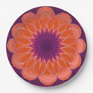 Assiettes En Carton Kaleidoscope orange violet