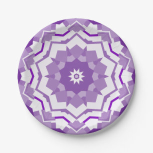 Assiettes En Carton Kaleidoscope violet/blanc