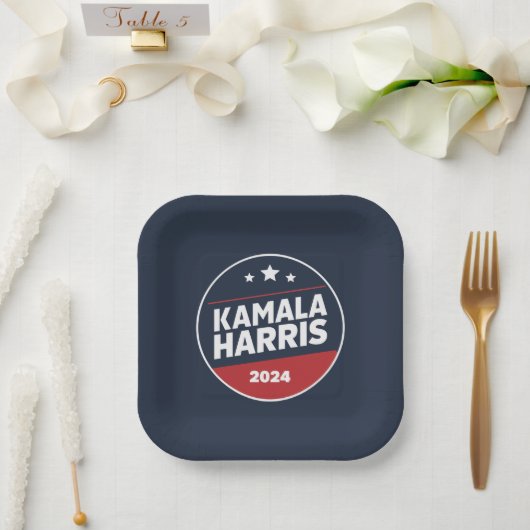 Assiettes En Carton Kamala Harris 2024 Pour Les Élections Rétro Du Pré (Mariage)