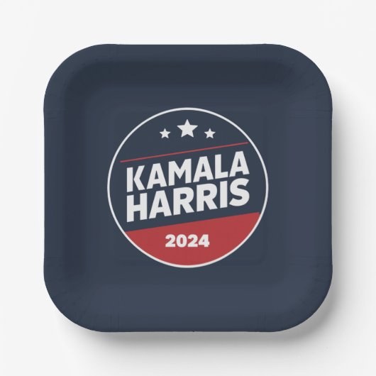 Assiettes En Carton Kamala Harris 2024 Pour Les Élections Rétro Du Pré (Recto)