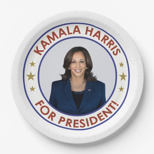 ASSIETTES EN CARTON KAMALA HARRIS PRÉSIDENTE ! (Devant)