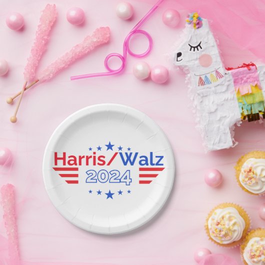 Assiettes En Carton Kamala Harris Tim Walz Election 2024 (Fête)