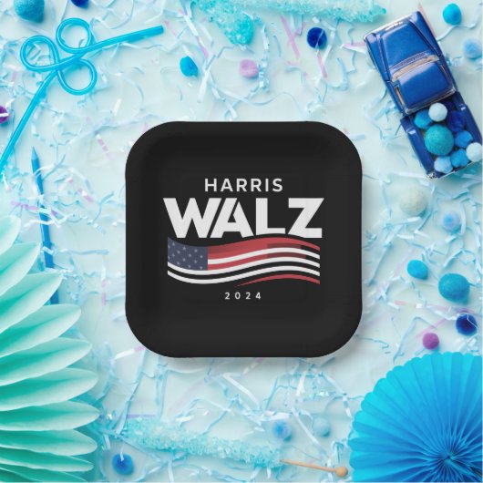 Assiettes En Carton Kamala Harris Tim Walz Valse 2024 Election (Fête)
