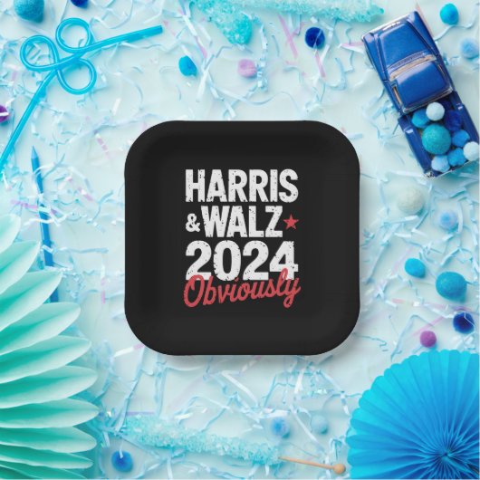Assiettes En Carton Kamala Walz Évidemment 2024 Harris Waltz 2024 (Fête)