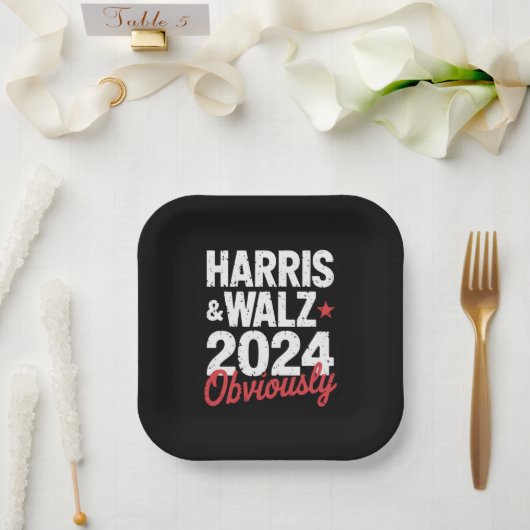 Assiettes En Carton Kamala Walz Évidemment 2024 Harris Waltz 2024 (Mariage)