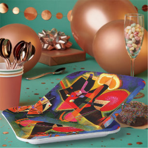 Assiettes En Carton Kandinsky - Dans le bleu, œuvre d'art célèbre