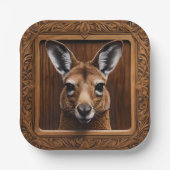 Assiettes En Carton Kangaroo en bois 3D australien (Recto)