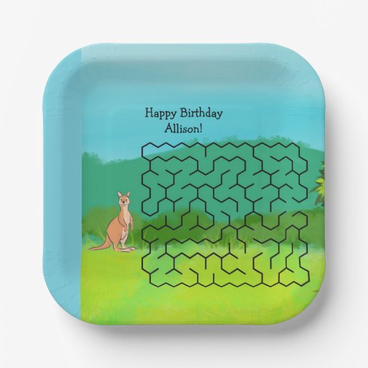 Assiettes En Carton Kangaroo et Maze Feuille Plaques papier d'annivers (Recto)