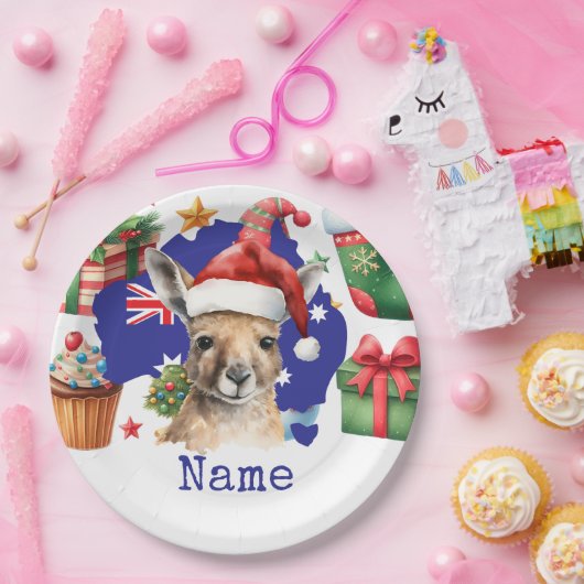 Assiettes En Carton Kangaroo on Australia Flag  (Fête)