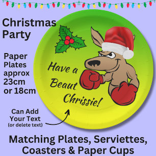 Assiettes En Carton Kangaroo Père Noël 9" Parti de Noël australien