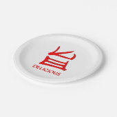 Assiettes En Carton Kanji Delicious Plaques en papier rouge (Angle)