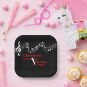 Assiettes En Carton Karaoke Party Échelle musicale Microphone Rouge (Fête)