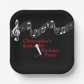 Assiettes En Carton Karaoke Party Échelle musicale Microphone Rouge (Recto)