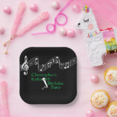 Assiettes En Carton Karaoke Party Échelle musicale Microphone Vert (Fête)