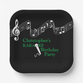 Assiettes En Carton Karaoke Party Échelle musicale Microphone Vert (Recto)