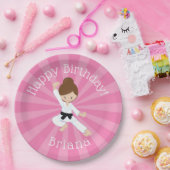 Assiettes En Carton Karate Anniversaire Fille rose (Fête)
