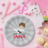 Assiettes En Carton Karate boy rouge Martial Arts Anniversaire Papier  (Fête)