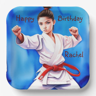 Assiettes En Carton Karate Girl Anniversaire