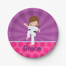 Karate Kid Girl Purple Rays Plaque en papier 7 pou