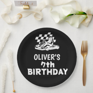 Assiettes En Carton Karting, voiture de course garçon anniversaire